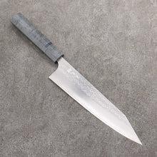  Yoshimi Kato Minamo SG2 Hammered Kiritsuke Gyuto  210mm Gray Stablilized Wood (Black and White Rings) Handle - Seisuke Knife