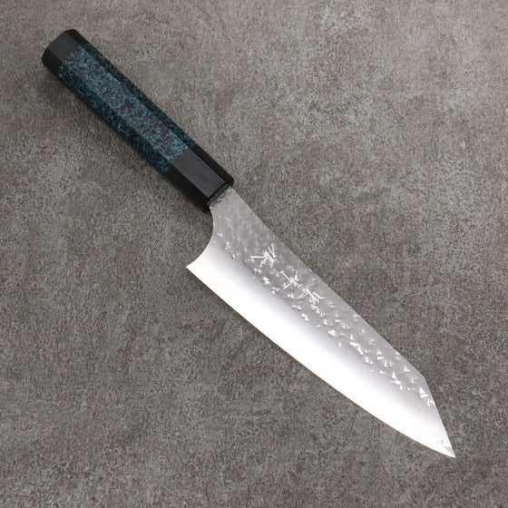 Yu Kurosaki Senko Ei Ai Tenmoku SG2 Hammered Bunka  170mm Indigo Lacquered (Tenmoku) Handle with Sheath - Seisuke Knife