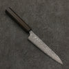 Yoshimi Kato VG10 Black Damascus Petty-Utility  150mm Dark Lacquered Japanese Pagoda Tree Handle - Seisuke Knife - Slide 1