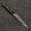 Yoshimi Kato VG10 Black Damascus Petty-Utility  150mm Dark Lacquered Japanese Pagoda Tree Handle - Seisuke Knife - Slide 2