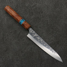  Yu Kurosaki Shizuku SG2 Hammered Petty-Utility  150mm Chinese Quince Burl (Turquoise Ring) Handle - Seisuke Knife