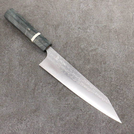 Yoshimi Kato Minamo SG2 Hammered Kiritsuke Gyuto  210mm Gray Stablilized Wood (White Ring) Handle - Seisuke Knife