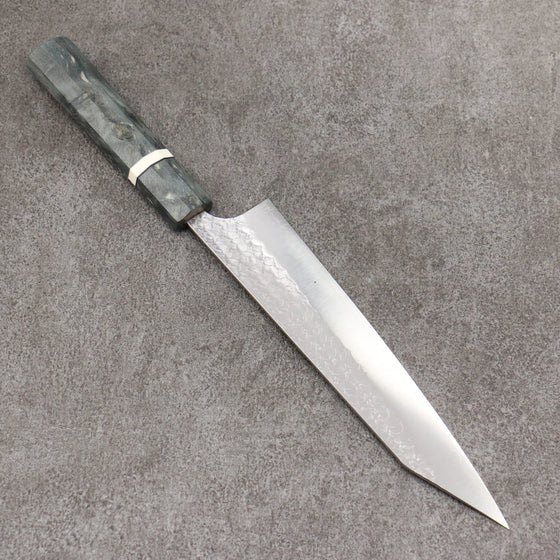 Yoshimi Kato Minamo SG2 Hammered Kiritsuke Gyuto  210mm Gray Stablilized Wood (White Ring) Handle - Seisuke Knife