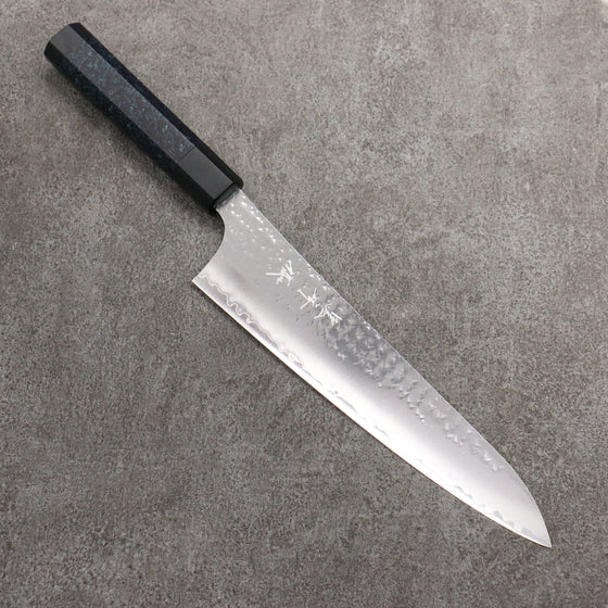 Yu Kurosaki Senko Ryu Ai Tenmoku SG2 Hammered Gyuto  210mm Indigo Lacquered (Tenmoku) Handle with Sheath - Seisuke Knife