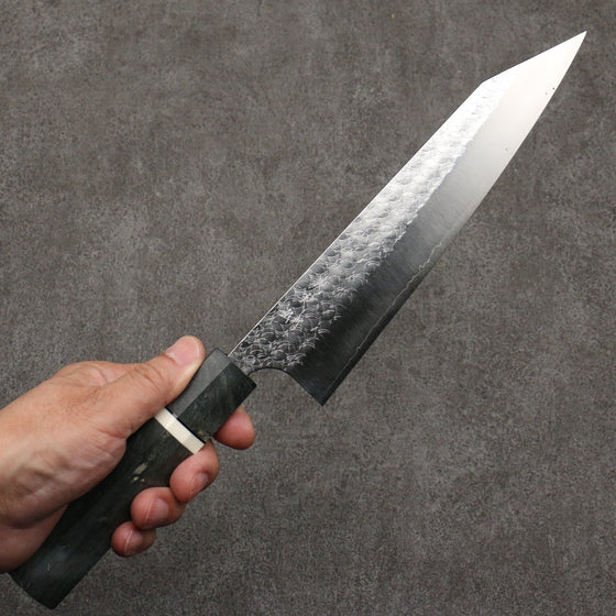 Yoshimi Kato Minamo SG2 Hammered Kiritsuke Gyuto  210mm Gray Stablilized Wood (White Ring) Handle - Seisuke Knife