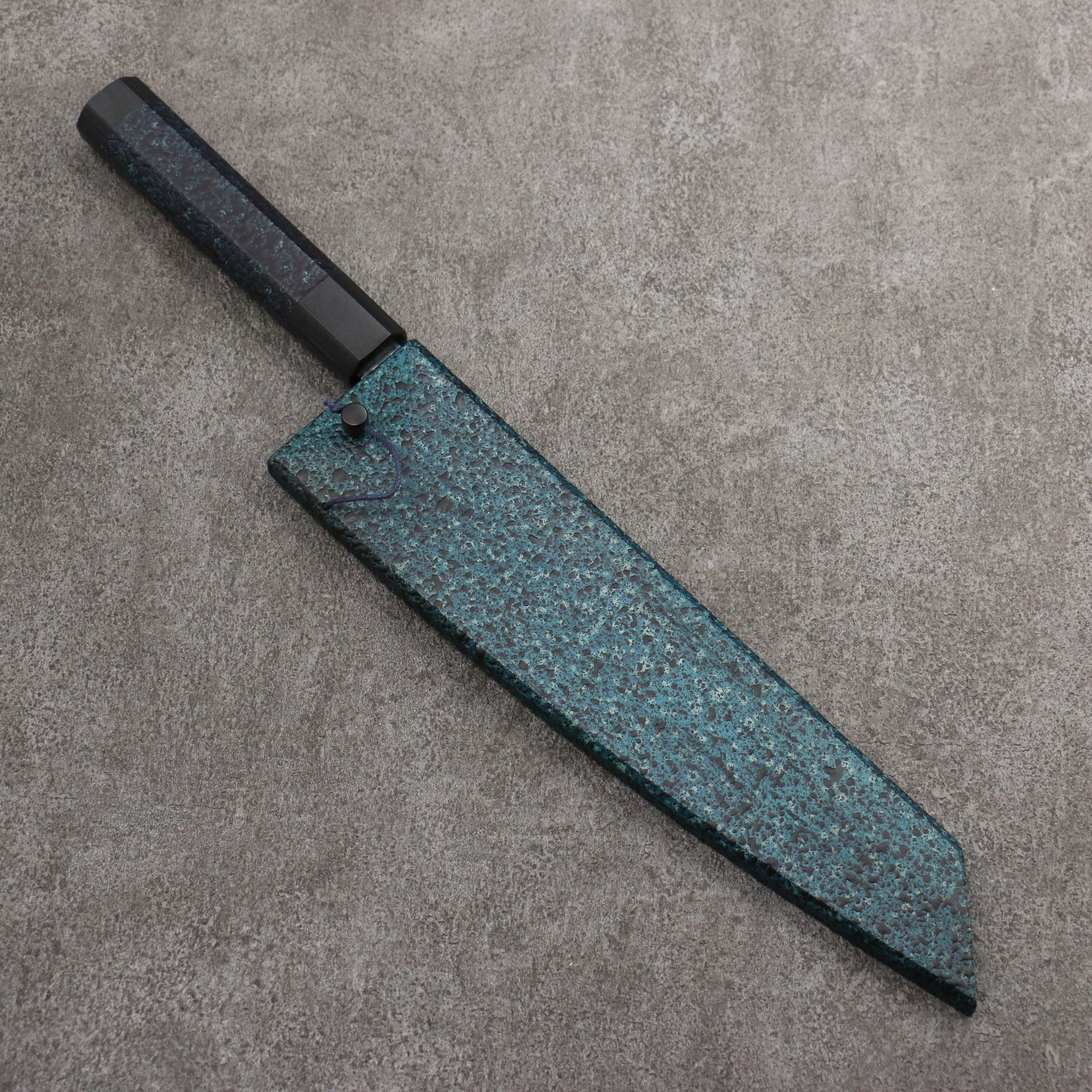 Yu Kurosaki Senko Ryu Ai Tenmoku SG2 Hammered Gyuto  210mm Indigo Lacquered (Tenmoku) Handle with Sheath - Seisuke Knife
