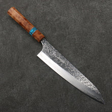  Yu Kurosaki Shizuku SG2 Hammered Gyuto 210mm Turquoise & Chinese Quince Burl Handle - Seisuke Knife