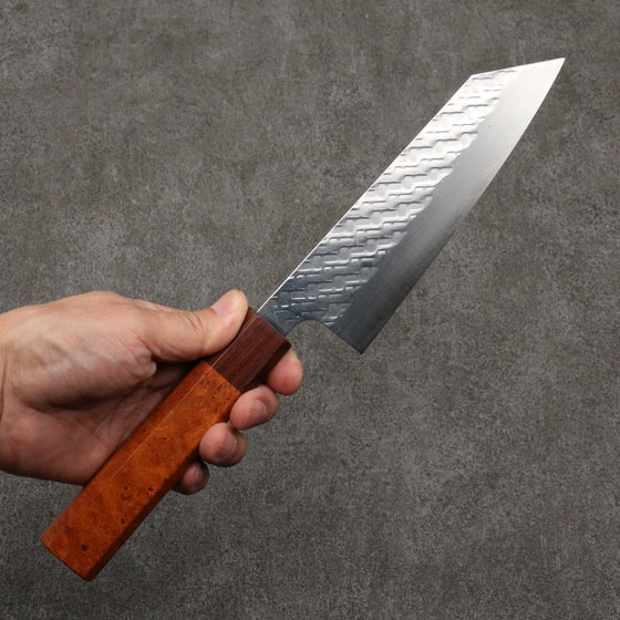 Takeshi Saji SPG STRIX Hammered Migaki Finished Bunka  165mm Chinese Quince Burl (Ferrule: Rosewood) Handle - Seisuke Knife