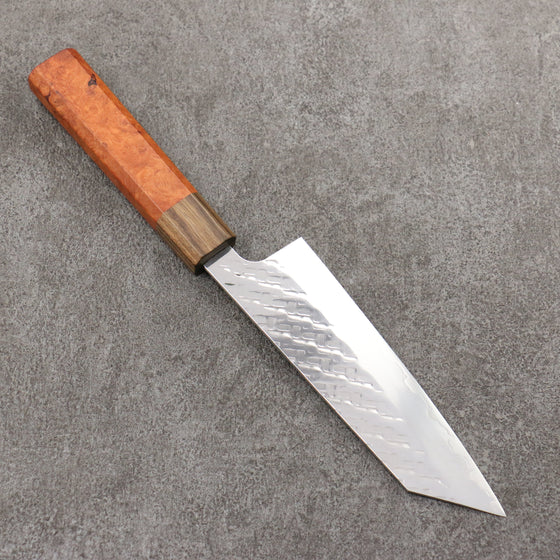 Takeshi Saji SPG STRIX Hammered Migaki Finished Bunka 165mm Chinese Quince Burl & Ovangkol Handle - Seisuke Knife