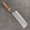 Yoshimi Kato Minamo SG2 Hammered Nakiri  165mm Brown Stabilized Wood (White turquoise Ring) Handle - Seisuke Knife - Slide 2