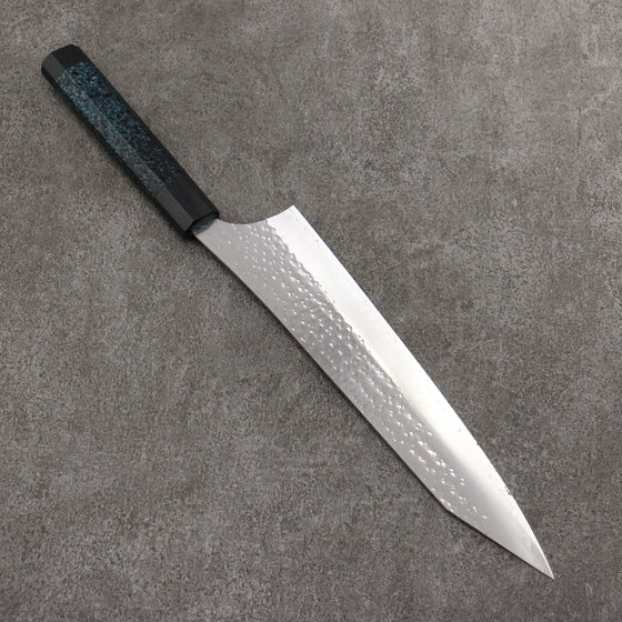 Yu Kurosaki Senko Ei Ai Tenmoku SG2 Hammered Gyuto  240mm Indigo Lacquered (Tenmoku) Handle with Sheath - Seisuke Knife