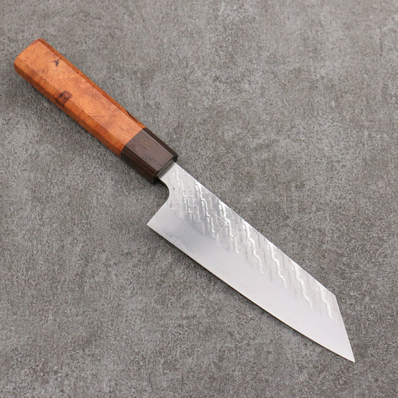 Takeshi Saji SPG STRIX Hammered Migaki Finished Bunka  165mm Chinese Quince Burl (Ferrule: Wenge) Handle - Seisuke Knife