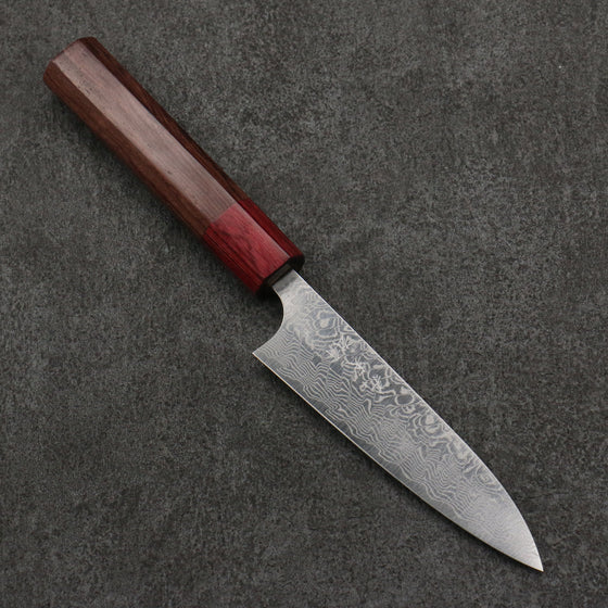 Yoshimi Kato SG2 Damascus Migaki Polish Finish Petty-Utility  120mm Honduras (ferrule: Red Pakka wood) Handle - Seisuke Knife