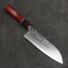  Yoshimi Kato SG2 Damascus Migaki Polish Finish Santoku  170mm Padoauk(Turquoise Ring) Handle - Seisuke Knife