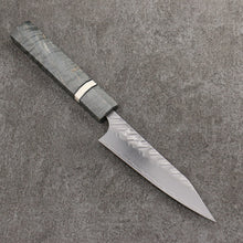  Yoshimi Kato SPG STRIX Hammered (V) Kiritsuke Petty-Utility  120mm Gray Stablilized Wood (White Ring) Handle - Seisuke Knife