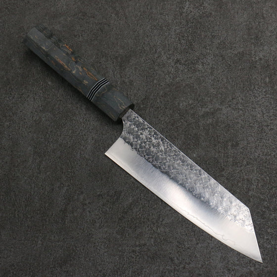 Yoshimi Kato Minamo SG2 Hammered Bunka  170mm Gray Stablilized Wood (Black and White Rings) Handle - Seisuke Knife