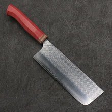  Yoshimi Kato Minamo SG2 Hammered Nakiri 165mm Red Western-Style Handle - Seisuke Knife