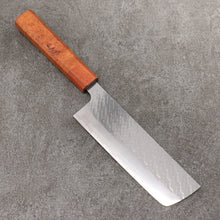  Takeshi Saji SPG STRIX Hammered Migaki Finished Nakiri  165mm Chinese Quince Burl (Ferrule: Chinese Quince) Handle - Seisuke Knife