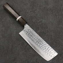  Yoshimi Kato Silver Steel No.3 Hammered(Maru) Migaki Finished Nakiri  165mm Sandalwood with White Ring Handle - Seisuke Knife