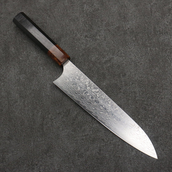 Yoshimi Kato SG2 Damascus Migaki Polish Finish Gyuto  210mm Ebony (ferrule: Orange Resin) Handle - Seisuke Knife