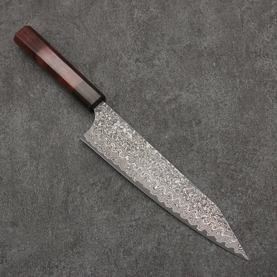 Yoshimi Kato VG10 Black Damascus Kiritsuke Gyuto  210mm Rosewood (Ferrule: Ebony) Handle - Seisuke Knife