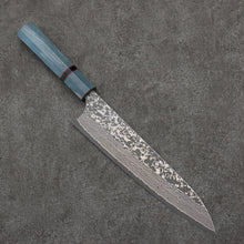  Yoshimi Kato VG10 Black Damascus Gyuto  210mm Blue Stabilized Wood (With Black Ring) Handle - Seisuke Knife