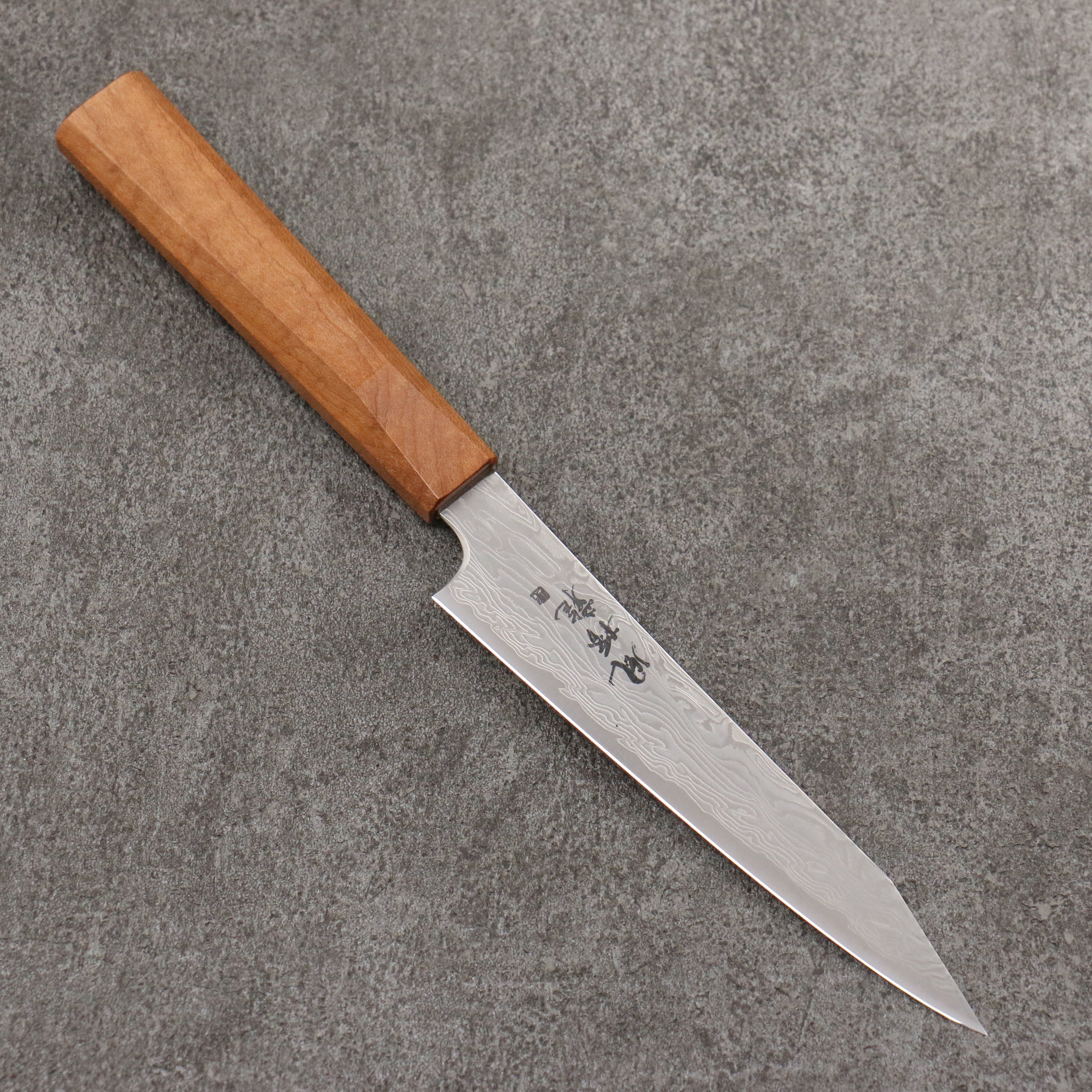 Ryusen Fukakuryu ATS314 63 Layer Damascus Kiritsuke Petty-Utility  135mm Curly Maple Handle - Seisuke Knife