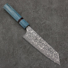  Yoshimi Kato VG10 Black Damascus Bunka  170mm Blue Stabilized Wood (With Black Ring) Handle - Seisuke Knife