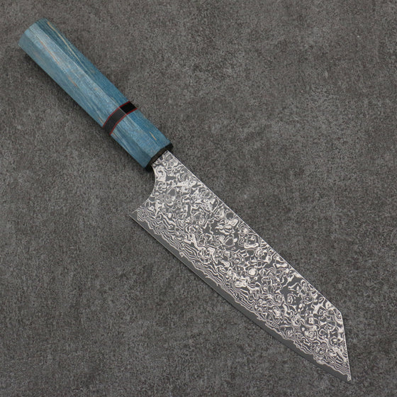 Yoshimi Kato VG10 Black Damascus Bunka  170mm Blue Stabilized Wood (With Black Ring) Handle - Seisuke Knife