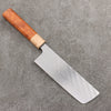 Takeshi Saji SPG STRIX Hammered Migaki Finished Nakiri  165mm Chinese Quince Burl (Ferrule: Maple) Handle - Seisuke Knife - Slide 1