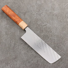  Takeshi Saji SPG STRIX Hammered Migaki Finished Nakiri  165mm Chinese Quince Burl (Ferrule: Maple) Handle - Seisuke Knife