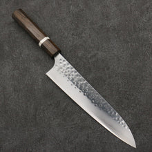  Yoshimi Kato Silver Steel No.3 Hammered(Maru) Migaki Finished Gyuto  210mm Sandalwood with White Ring Handle - Seisuke Knife