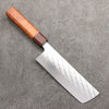 Takeshi Saji SPG STRIX Hammered Migaki Finished Nakiri  165mm Chinese Quince Burl (Ferrule: Rosewood) Handle - Seisuke Knife - Slide 1