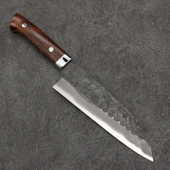 Takeshi Saji Blue Super Hammered(Maru) Kurouchi Bunka  180mm Ironwood Handle - Seisuke Knife