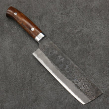  Takeshi Saji Blue Super Hammered(Maru) Kurouchi Nakiri  165mm Ironwood Handle - Seisuke Knife