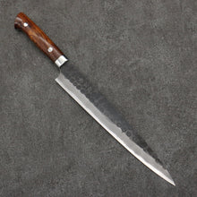  Takeshi Saji Blue Super Hammered(Maru) Kurouchi Sujihiki  240mm Ironwood Handle - Seisuke Knife