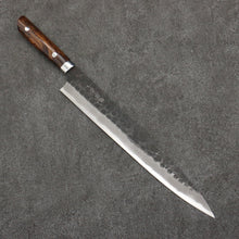  Takeshi Saji Blue Super Hammered(Maru) Kurouchi Sujihiki  270mm Ironwood Handle - Seisuke Knife