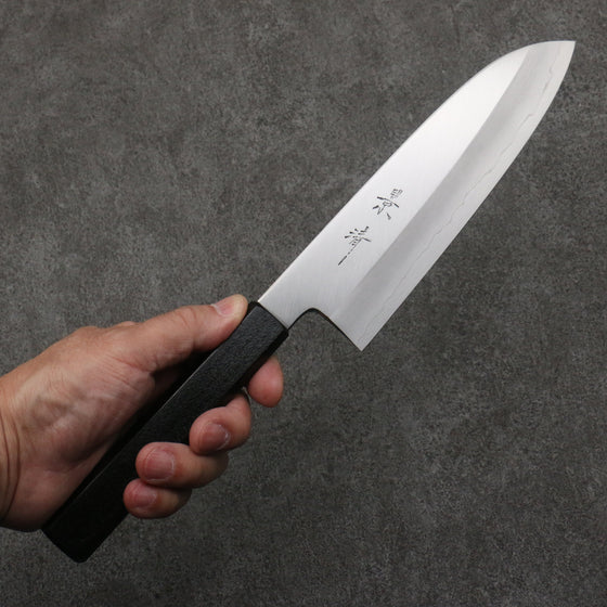 Kagekiyo Silver Steel No.3 Santoku  180mm Black Lacquered (Magnolia) Handle - Seisuke Knife