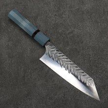  Yoshimi Kato SPG STRIX Hammered (V) Bunka  170mm Blue Stabilized Wood (With Black Ring) Handle - Seisuke Knife