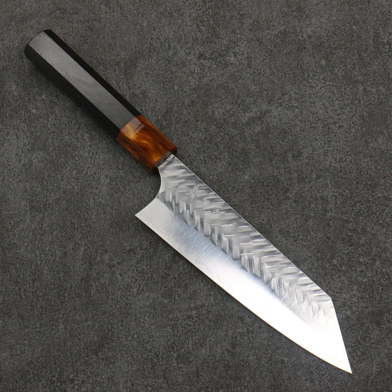 Yoshimi Kato SPG STRIX Hammered (V) Bunka  170mm Ebony (ferrule: Orange Resin) Handle - Seisuke Knife