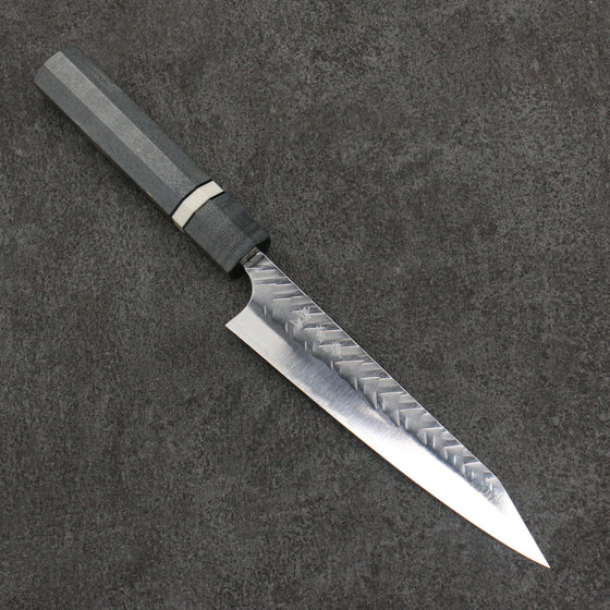 Yoshimi Kato SPG STRIX Hammered (V) Kiritsuke Petty-Utility  150mm Stabilized wood (With White ring) Handle - Seisuke Knife