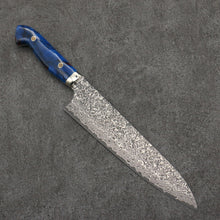  Yoshimi Kato VG10 Black Damascus Gyuto  210mm Blue and Red Marble Acrylic Handle - Seisuke Knife