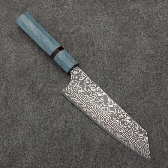 Yoshimi Kato SG2 Black Damascus Bunka  170mm Blue Stabilized Wood (With Black Ring) Handle - Seisuke Knife