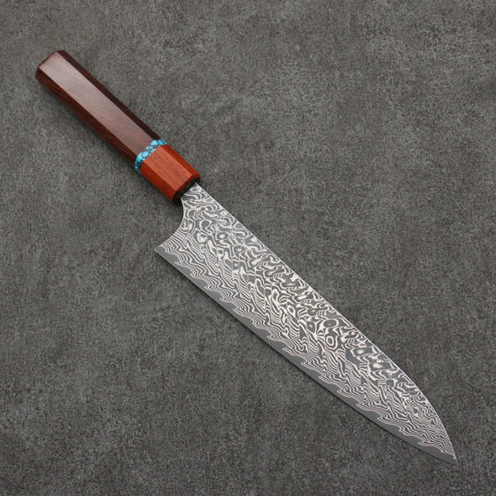 Yoshimi Kato SG2 Black Damascus Gyuto  210mm Rosewood (Turquoise Ring) Handle - Seisuke Knife