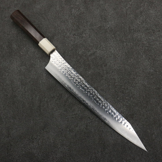 Yu Kurosaki Senko Ei SG2 Hammered Sujihiki 270mm White Resin & Walnut Handle - Seisuke Knife