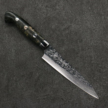  Yu Kurosaki Shizuku SG2 Hammered Damascus Kiritsuke Petty-Utility  130mm Black Stablilized Wood Handle - Seisuke Knife