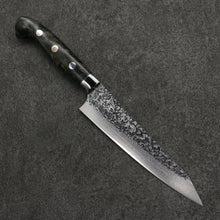  Yu Kurosaki Shizuku SG2 Hammered Damascus Kiritsuke Petty-Utility  150mm Black Stablilized Wood Handle - Seisuke Knife