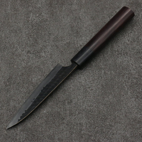 Anryu Blue Super Hammered Black Finished Petty-Utility  120mm Rosewood Handle - Seisuke Knife