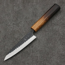  Anryu Blue Super Hammered Black Finished Petty-Utility  120mm Burnt Oak Handle - Seisuke Knife