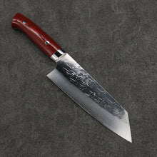  Takeshi Saji New Nomura Style SRS13 Hammered Bunka  180mm Red and Black Micarta Handle - Seisuke Knife